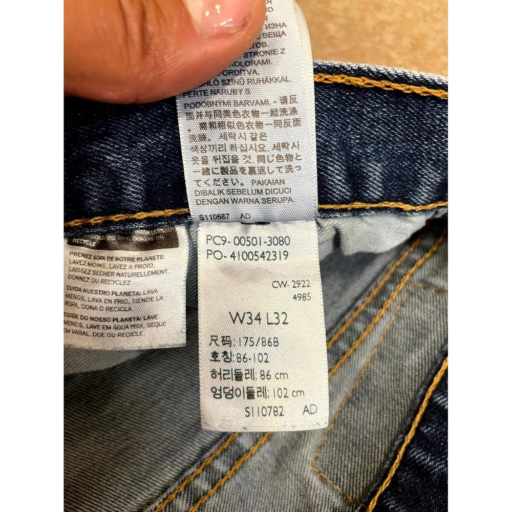 Levi's 501 Original Jeans Mens 34x32 Blue Denim Cotton Stretch Mid Rise Straight - Picture 9 of 16